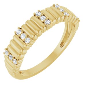 14K Yellow Gold 1/8 CTW Natural Diamond Fluted Ring