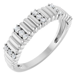 Platinum 1/8 CTW Natural Diamond Fluted Ring