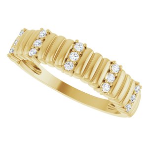 14K Yellow Gold 1/8 CTW Natural Diamond Fluted Ring