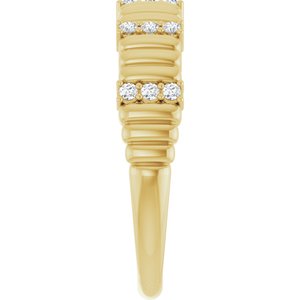 14K Yellow Gold 1/8 CTW Natural Diamond Fluted Ring