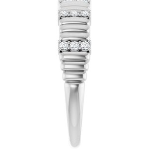 Platinum 1/8 CTW Natural Diamond Fluted Ring