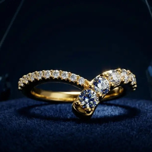 The Quiet Ascent Diamond Ring in 14K Gold Side View - Rapid Jewelers