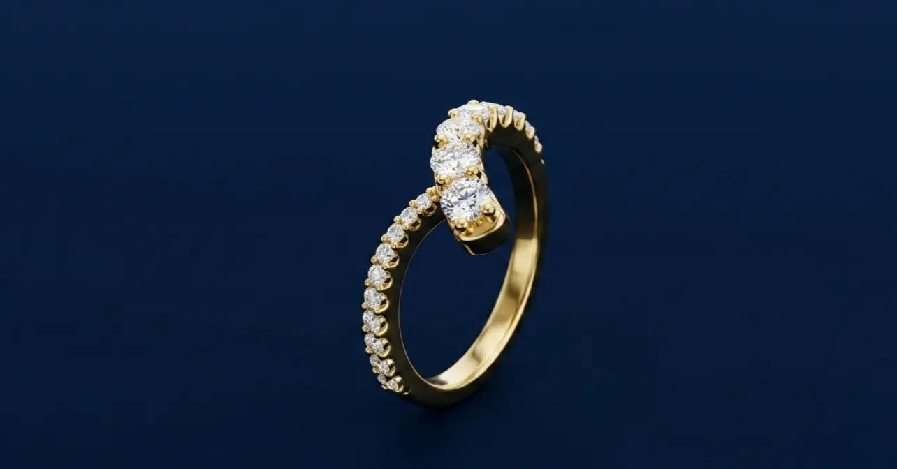 The Quiet Ascent Diamond Ring in 14K Gold Elegant Side Profile - Rapid Jewelers