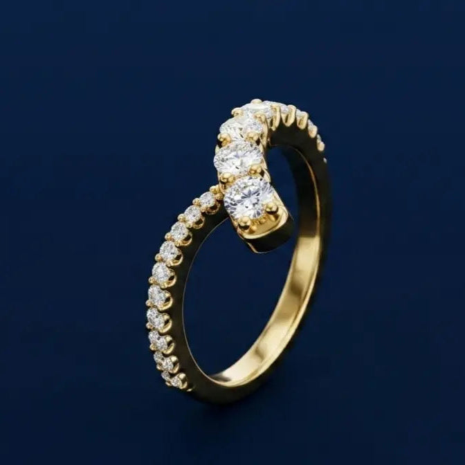 The Quiet Ascent Diamond Ring in 14K Gold Elegant Side Profile - Rapid Jewelers