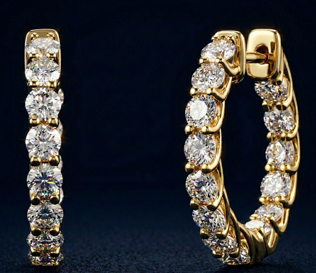 The Everliving Circle Hoops in handcrafted 14K gold with natural diamonds.