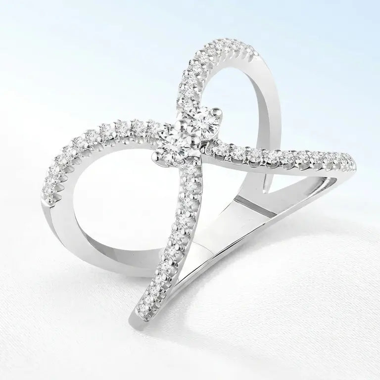 The Constellation Ring in 18k white gold featuring brilliant-cut natural diamonds in an open, sculptural celestial design
