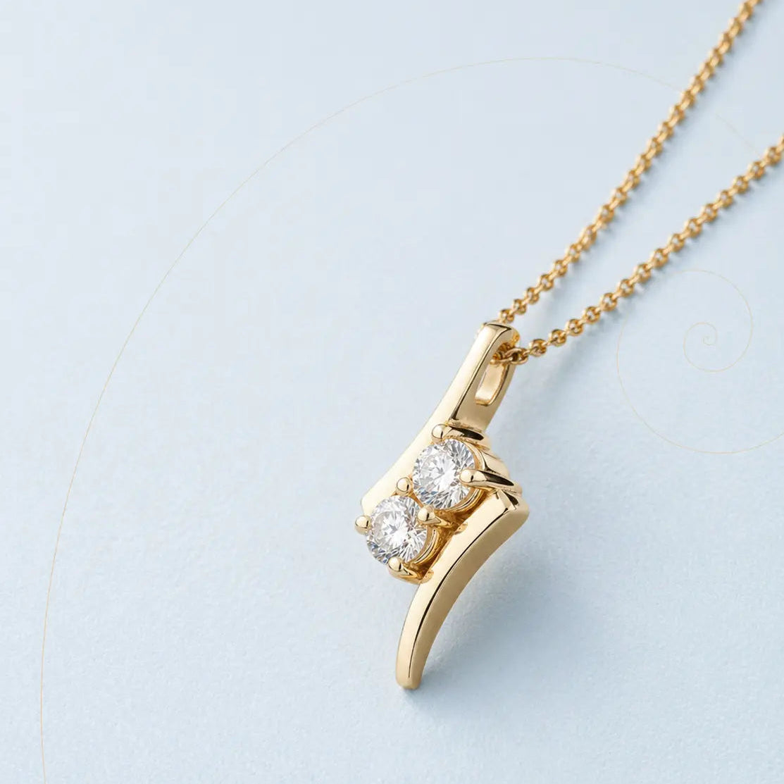 The Parallel Existence Pendant in 14K Gold with a Brilliant Diamond - Rapid Jewelers