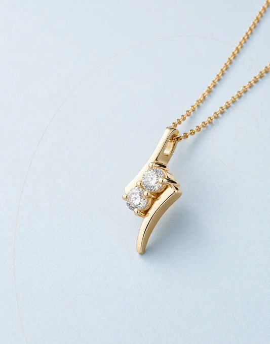 The Parallel Existence Pendant in 14K Gold with a Brilliant Diamond - Rapid Jewelers