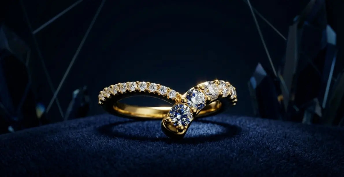 The Quiet Ascent Diamond Ring in 14K Gold Side View - Rapid Jewelers